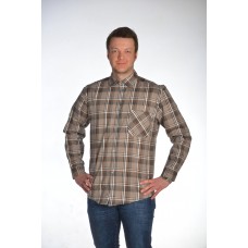 Рубашка мужская с  длинным рукавом с 1 карманом, шотландка